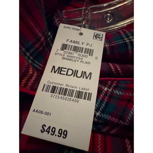 Brand New Macy's Women's Size Medium Brinkley Plaid Red 2 Piece Set Sleepwear - Picture 6 of 8
